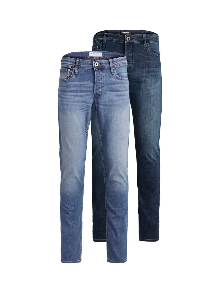 Slim Jeans JACK and JONES Mens 2PACK GLENN ORIGINAL AM SLIM FIT JEANS Blue Blue Denim Slim Jeans JACK and JONES Mens 2PACK GLENN ORIGINAL AM SLIM FIT JEANS Blue Blue Denim