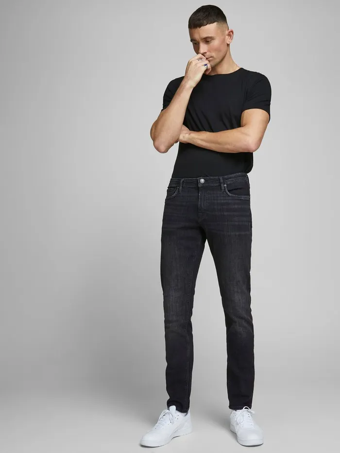 Slim Jeans JACK and JONES Mens GLENN FELIX AM 135 50SPS SLIM FIT JEANS Black Black Denim