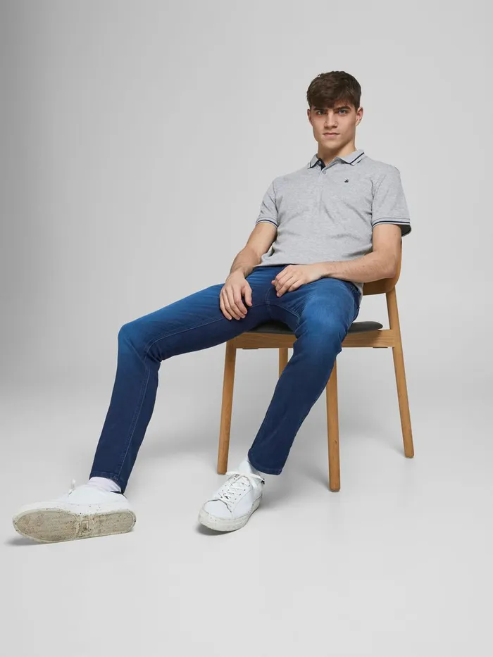 Slim Jeans JACK and JONES Mens GLENN ORIGINAL GE 106 INDIGO KNIT SLIM FIT JEANS Blue Blue Denim