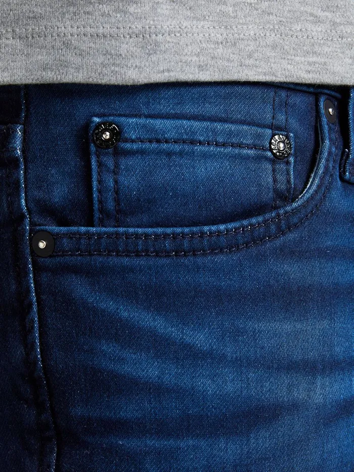 Slim Jeans JACK and JONES Mens GLENN ORIGINAL GE 106 INDIGO KNIT SLIM FIT JEANS Blue Blue Denim