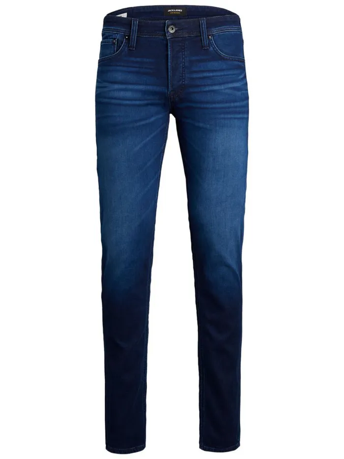Slim Jeans JACK and JONES Mens GLENN ORIGINAL GE 106 INDIGO KNIT SLIM FIT JEANS Blue Blue Denim