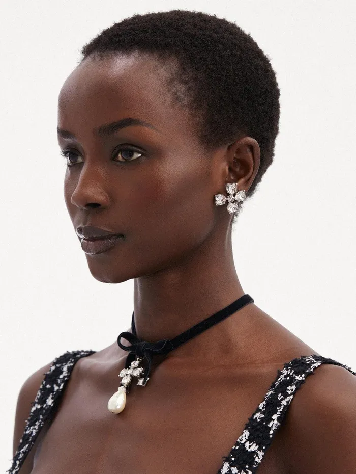 Small Clover Earrings Crystal Women Oscar De La Renta Earrings