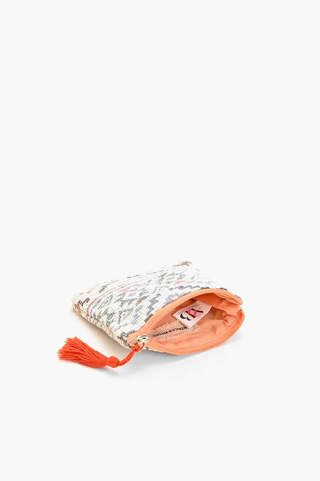 Small Pouches Ivory Handwoven Jacquard Coin Bag America and Beyond Women