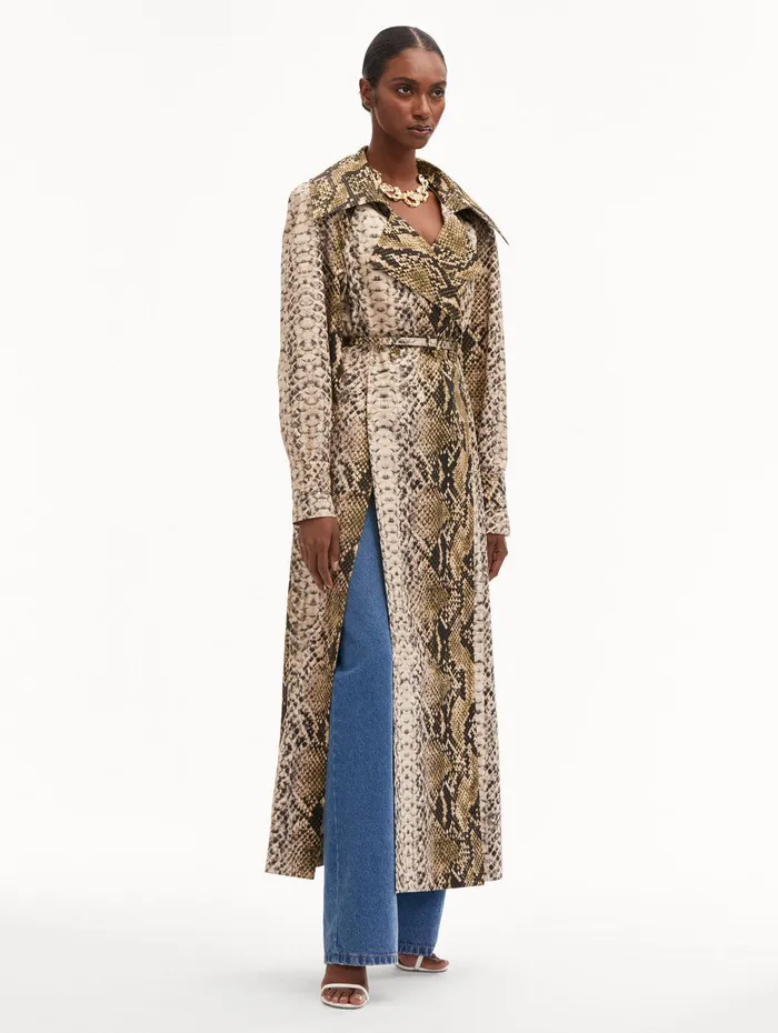 Snake Cotton Trench Coat Olive Women Oscar De La Renta Jackets and Coats Snake Cotton Trench Coat Olive Women Oscar De La Renta Jackets and Coats
