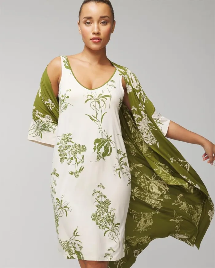 Soma Cool Nights Midi Chemise Shadow Fleur G Parchment Women Matching Sets and Separates