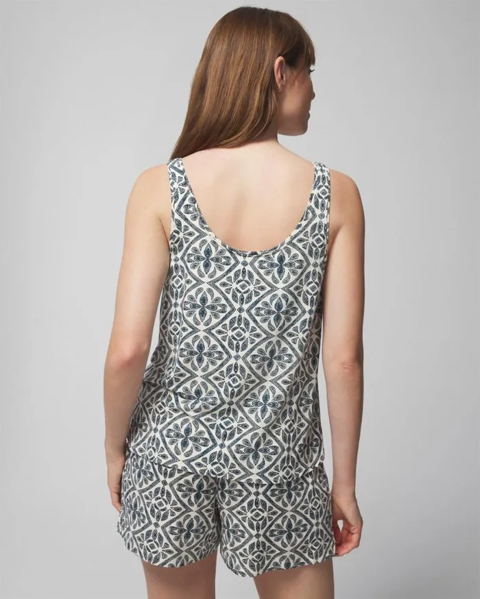 Soma Cool Nights Pajama Tank Hi Fi Flora Mini Black Women Matching Sets and Separates