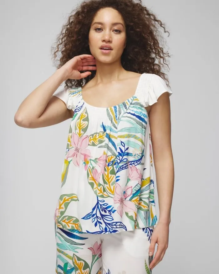 Soma Cool Nights Smocked Ruffle Cami Lemon Squeeze Grand Ivory Women Matching Sets and Separates Soma Cool Nights Smocked Ruffle Cami Lemon Squeeze Grand Ivory Women Matching Sets and Separates