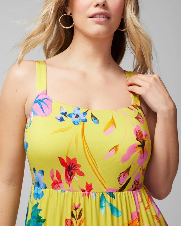 Soma Soft Jersey Trapeze Maxi Bra Dress Colorblock Party Pink Women Long Dresses