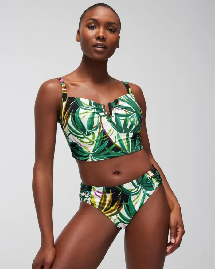 Soma Soma Swim Ruched Bikini Bottoms Bungalow Palms Mini Ivory Women Swim