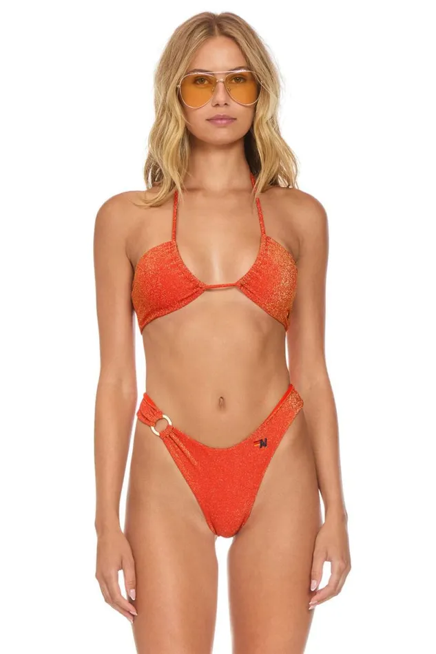 Sparkle Gypsy Ring HiCut Full Coverage Bikini Bottoms 8211 Hot Coral Women Aviator Nation Swim Bottoms Sparkle Gypsy Ring HiCut Full Coverage Bikini Bottoms 8211 Hot Coral Women Aviator Nation Swim Bottoms