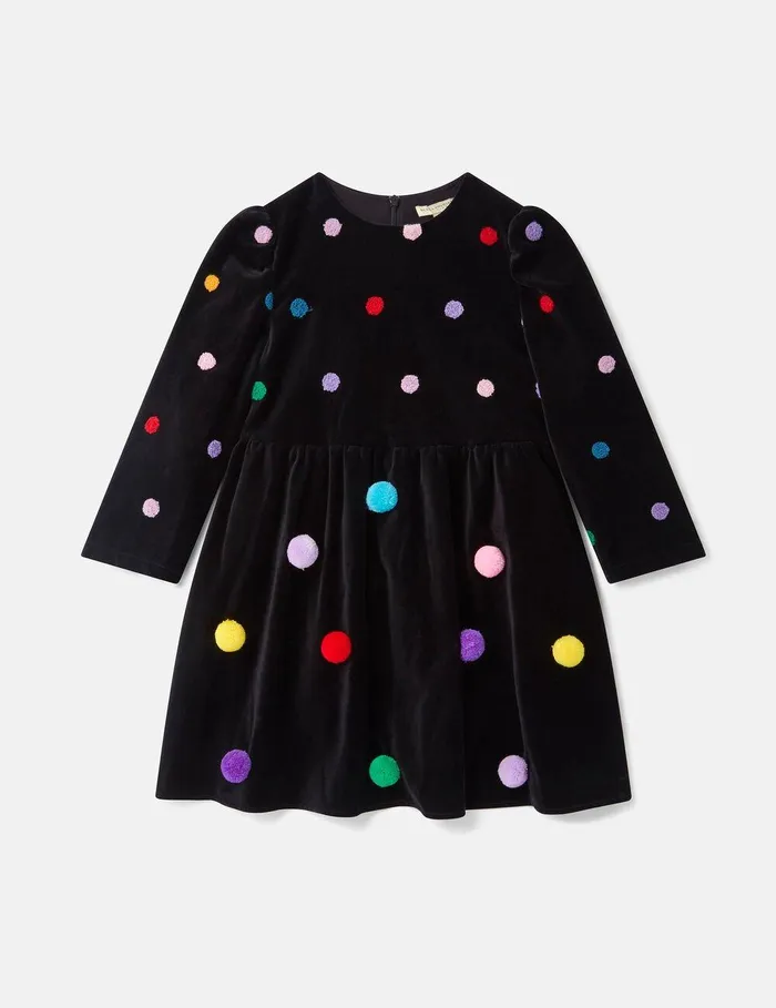 Stella McCartney Dresses and Jumpsuits Kids Fluffy Tassel Pleated Velvet Dress Multicolour Stella McCartney Dresses and Jumpsuits Kids Fluffy Tassel Pleated Velvet Dress Multicolour