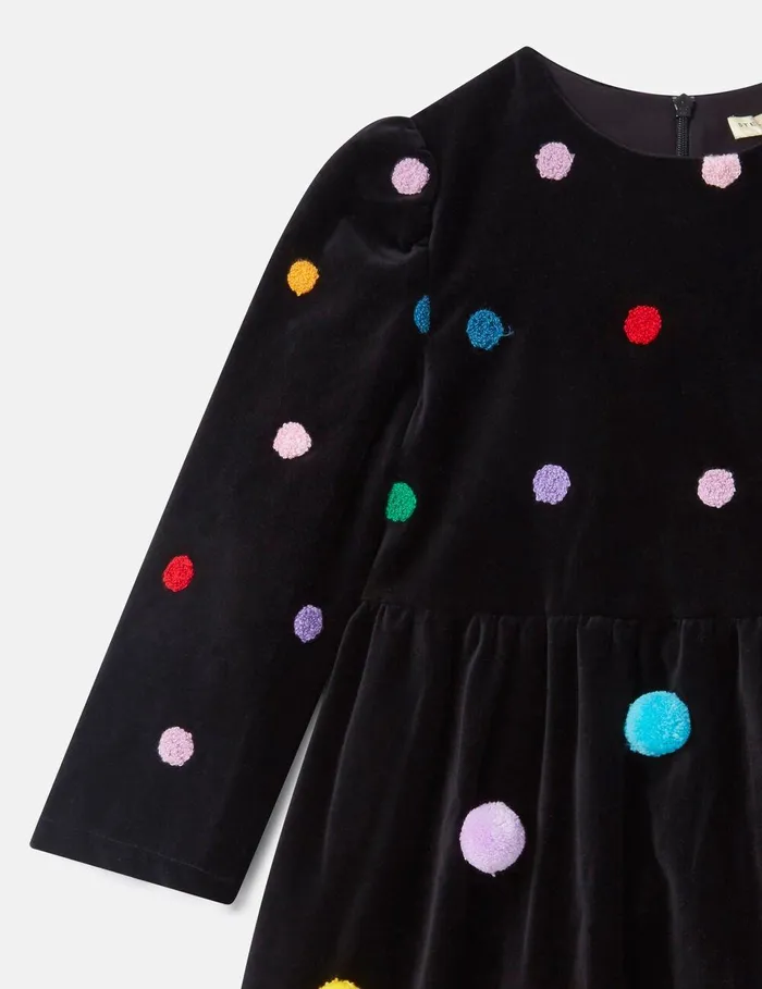 Stella McCartney Dresses and Jumpsuits Kids Fluffy Tassel Pleated Velvet Dress Multicolour Stella McCartney Dresses and Jumpsuits Kids Fluffy Tassel Pleated Velvet Dress Multicolour