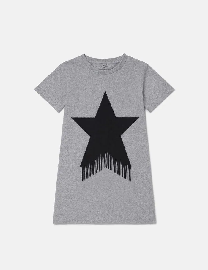 Stella McCartney Dresses and Jumpsuits Kids Star Graphic Fringed TShirt Dress Grey Stella McCartney Dresses and Jumpsuits Kids Star Graphic Fringed TShirt Dress Grey