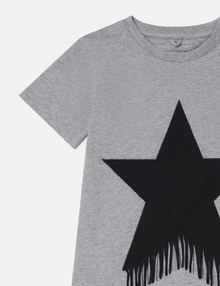 Stella McCartney Dresses and Jumpsuits Kids Star Graphic Fringed TShirt Dress Grey Stella McCartney Dresses and Jumpsuits Kids Star Graphic Fringed TShirt Dress Grey