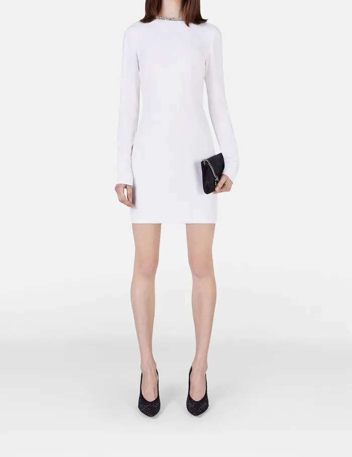 Stella McCartney Dresses Women Crystal Collar Cocktail Mini Dress White Stella McCartney Dresses Women Crystal Collar Cocktail Mini Dress White