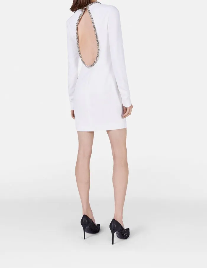 Stella McCartney Dresses Women Crystal Collar Cocktail Mini Dress White Stella McCartney Dresses Women Crystal Collar Cocktail Mini Dress White