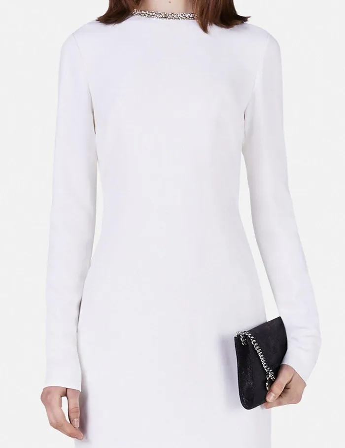 Stella McCartney Dresses Women Crystal Collar Cocktail Mini Dress White Stella McCartney Dresses Women Crystal Collar Cocktail Mini Dress White