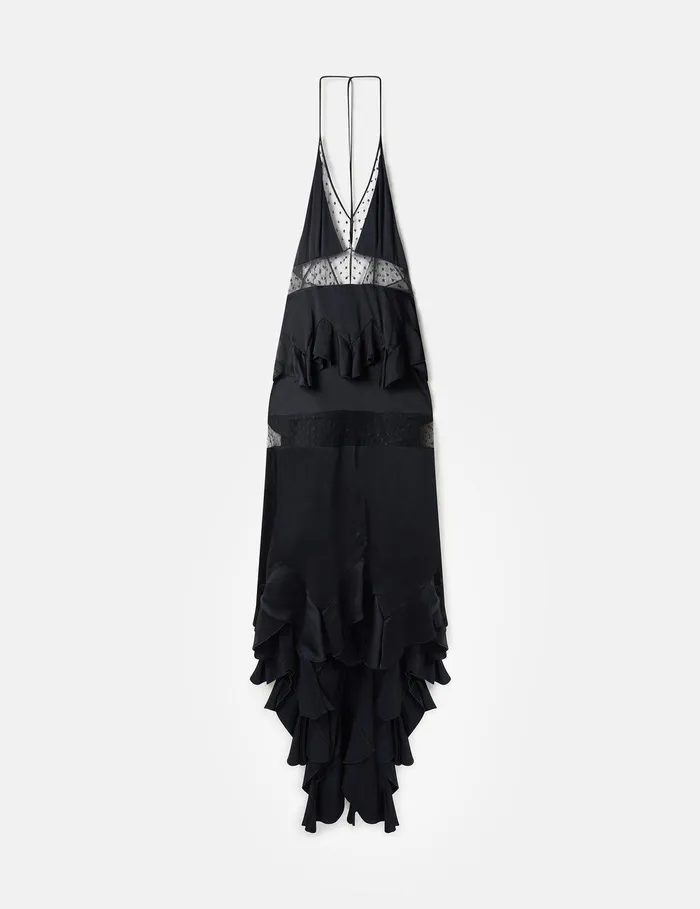 Stella McCartney Dresses Women Puff Sleeve Polka Dot Mesh Maxi Dress Midnight Black Stella McCartney Dresses Women Puff Sleeve Polka Dot Mesh Maxi Dress Midnight Black