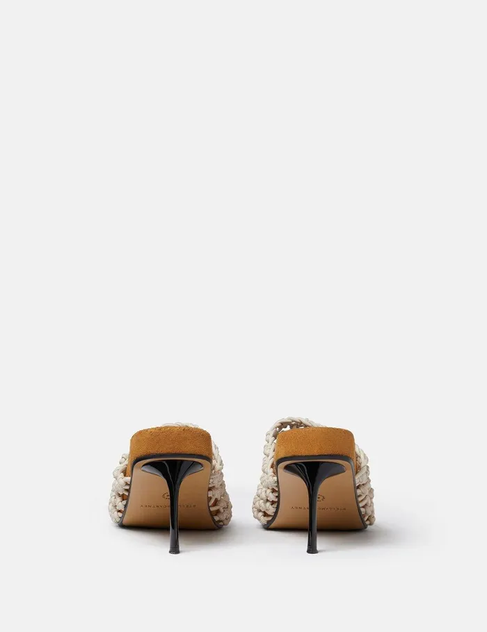 Stella McCartney Heels Women Terra Recycled Knotted Net Mules Greggio White Stella McCartney Heels Women Terra Recycled Knotted Net Mules Greggio White
