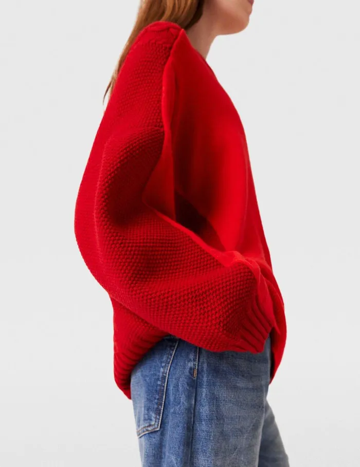 Stella McCartney Knitwear Women Hybrid Crewneck Sweater Red Stella McCartney Knitwear Women Hybrid Crewneck Sweater Red