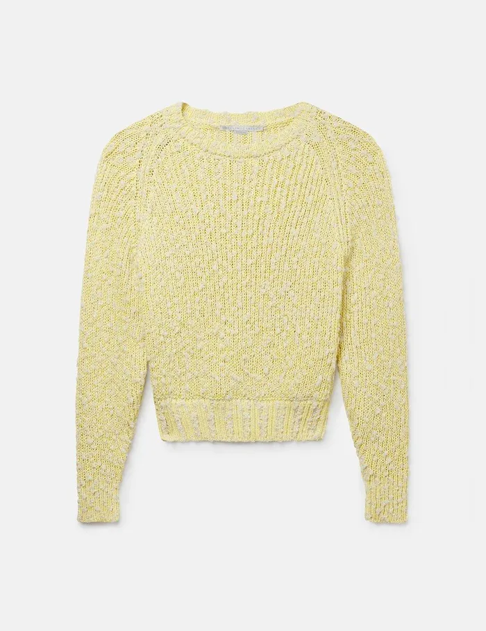 Stella McCartney Knitwear Women Textured Cotton Knit Crewneck Jumper Lemon Yellow Stella McCartney Knitwear Women Textured Cotton Knit Crewneck Jumper Lemon Yellow
