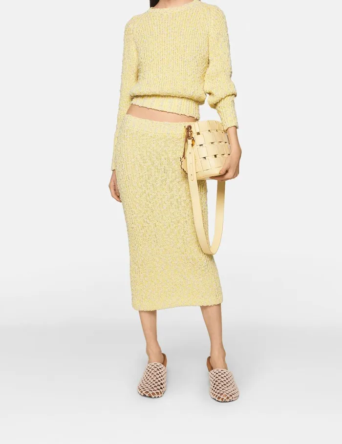 Stella McCartney Knitwear Women Textured Cotton Knit Crewneck Jumper Lemon Yellow Stella McCartney Knitwear Women Textured Cotton Knit Crewneck Jumper Lemon Yellow