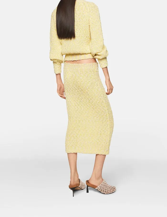 Stella McCartney Knitwear Women Textured Cotton Knit Crewneck Jumper Lemon Yellow Stella McCartney Knitwear Women Textured Cotton Knit Crewneck Jumper Lemon Yellow