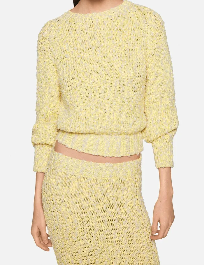 Stella McCartney Knitwear Women Textured Cotton Knit Crewneck Jumper Lemon Yellow Stella McCartney Knitwear Women Textured Cotton Knit Crewneck Jumper Lemon Yellow