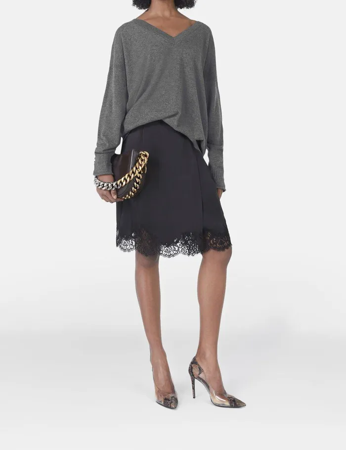 Stella McCartney Knitwear Women VNeck Long Sleeved Sweater Grey Stella McCartney Knitwear Women VNeck Long Sleeved Sweater Grey