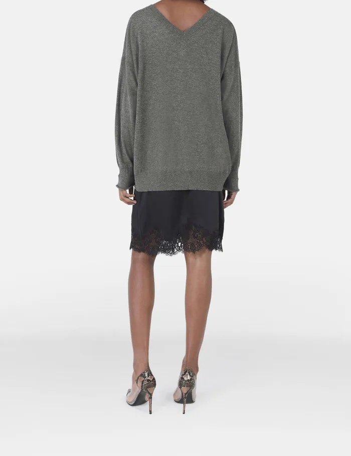 Stella McCartney Knitwear Women VNeck Long Sleeved Sweater Grey Stella McCartney Knitwear Women VNeck Long Sleeved Sweater Grey