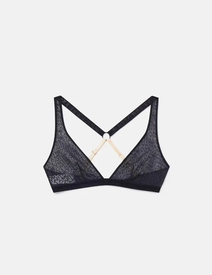 Stella McCartney Lingerie And Sleepwear Women Monogram Mesh Soft Cup Bra Black Stella McCartney Lingerie And Sleepwear Women Monogram Mesh Soft Cup Bra Black