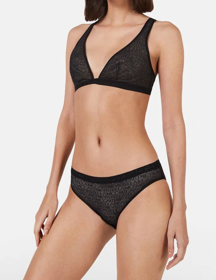 Stella McCartney Lingerie And Sleepwear Women Monogram Mesh Soft Cup Bra Black Stella McCartney Lingerie And Sleepwear Women Monogram Mesh Soft Cup Bra Black