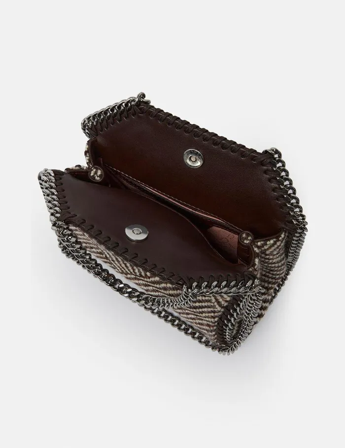Stella McCartney Mini Bags And Clutches Women Falabella Tiny Crystal Cage Tote Bag Tweed Brown Stella McCartney Mini Bags And Clutches Women Falabella Tiny Crystal Cage Tote Bag Tweed Brown