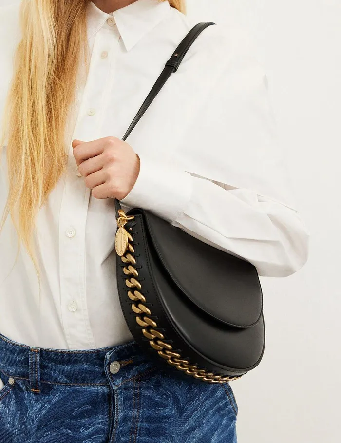 Stella McCartney Mini Bags And Clutches Women Frayme Medium Flap Shoulder Bag Black Stella McCartney Mini Bags And Clutches Women Frayme Medium Flap Shoulder Bag Black