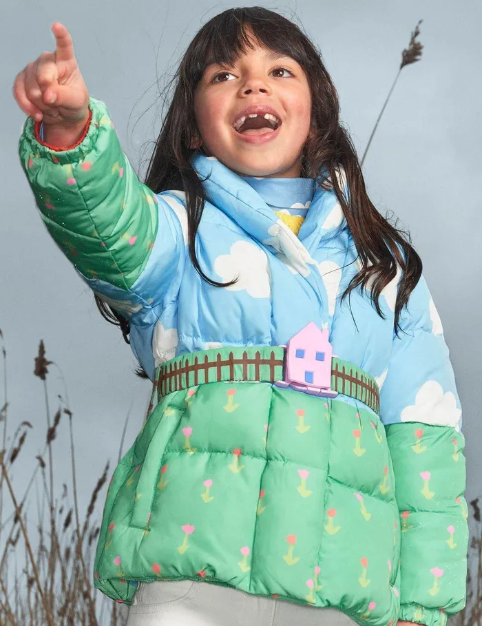 Stella McCartney Outerwear Kids Farmyard Print Hooded Puffer Coat Multicolour Stella McCartney Outerwear Kids Farmyard Print Hooded Puffer Coat Multicolour