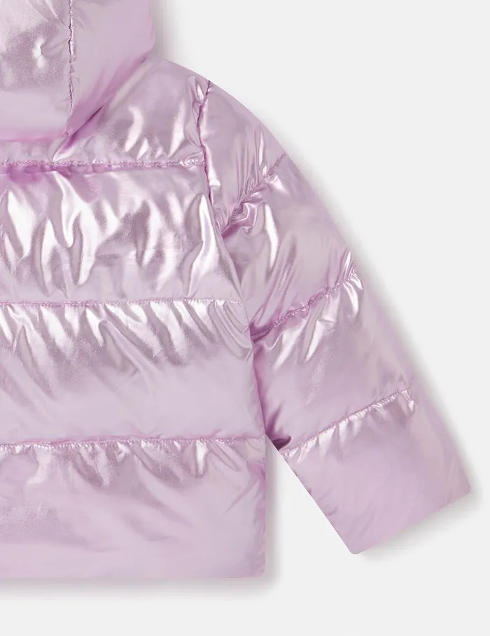 Stella McCartney Outerwear Kids Metallic Puffer Coat Lavender Stella McCartney Outerwear Kids Metallic Puffer Coat Lavender