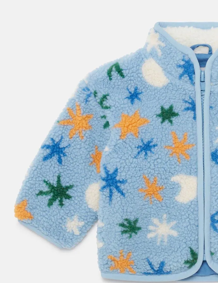 Stella McCartney Outerwear Kids Moon And Stars Pattern Fleece Multicolor Blue Stella McCartney Outerwear Kids Moon And Stars Pattern Fleece Multicolor Blue