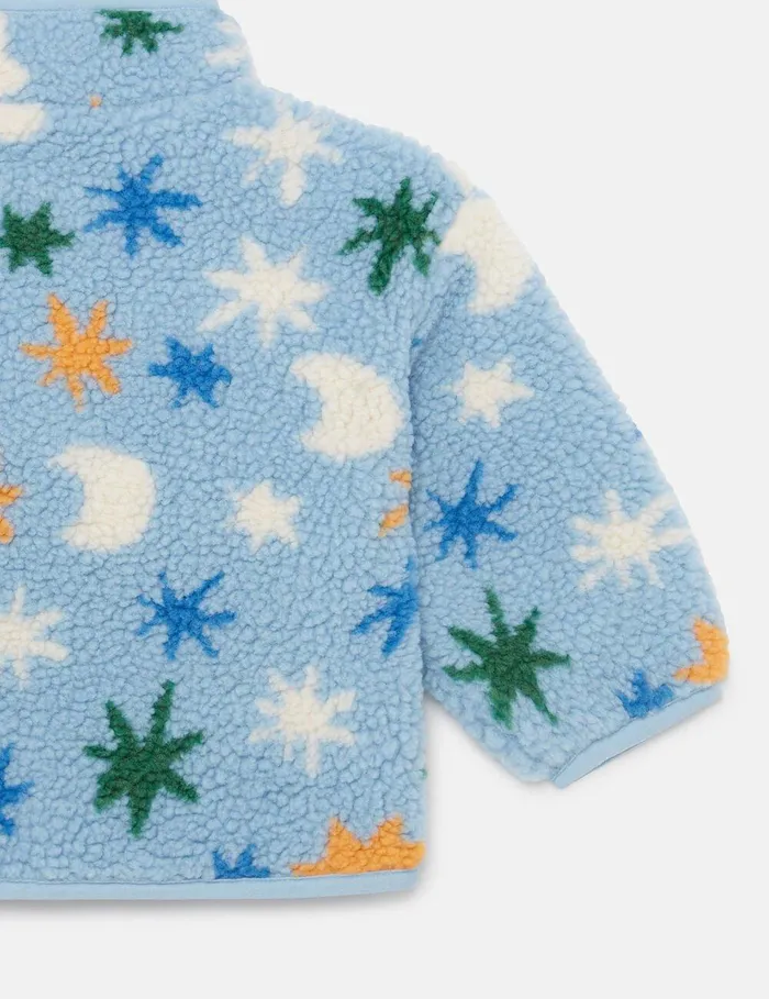 Stella McCartney Outerwear Kids Moon And Stars Pattern Fleece Multicolor Blue Stella McCartney Outerwear Kids Moon And Stars Pattern Fleece Multicolor Blue