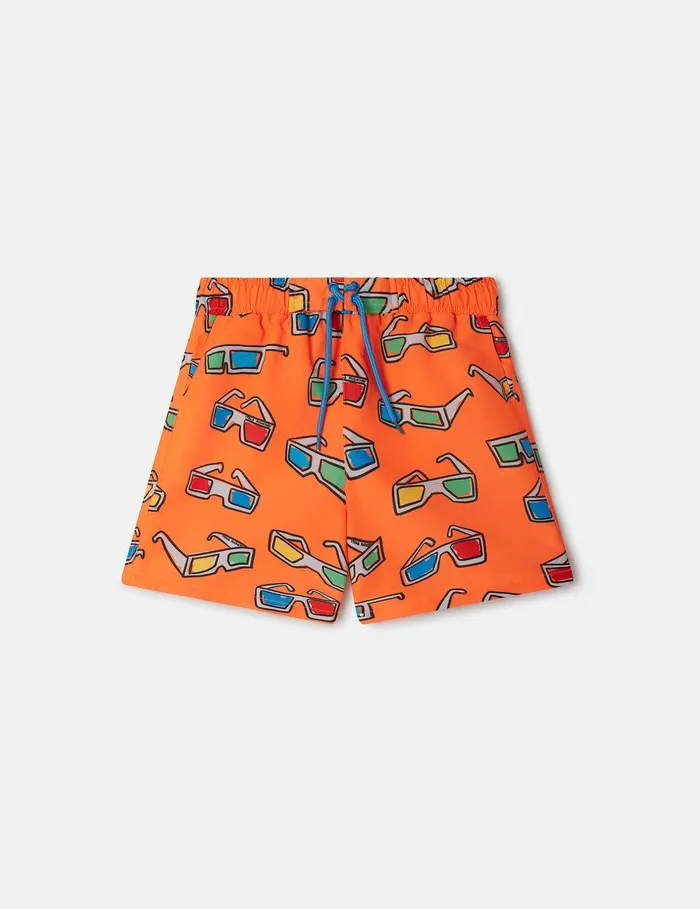 Stella McCartney Pants and Shorts Kids 3D Glasses Swimming Trunks Neon Orange Stella McCartney Pants and Shorts Kids 3D Glasses Swimming Trunks Neon Orange