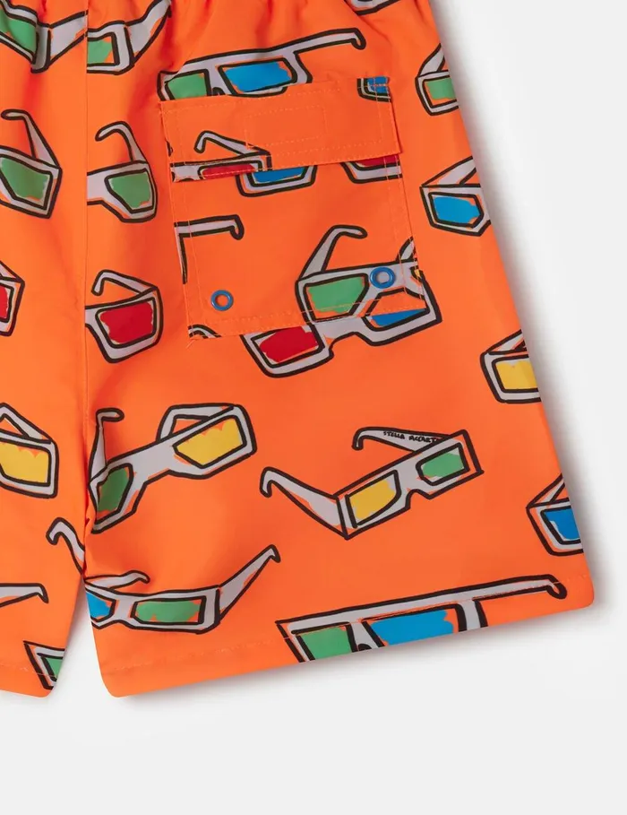 Stella McCartney Pants and Shorts Kids 3D Glasses Swimming Trunks Neon Orange Stella McCartney Pants and Shorts Kids 3D Glasses Swimming Trunks Neon Orange
