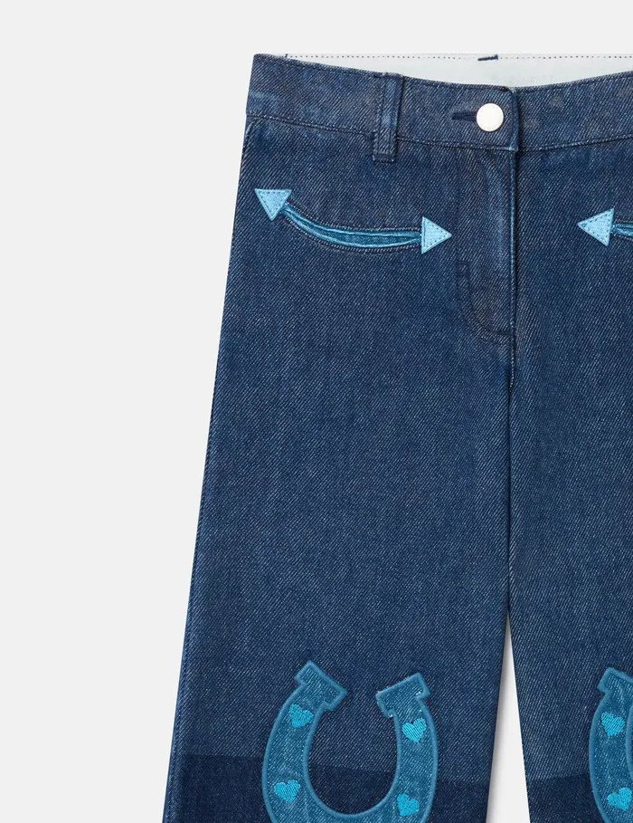 Stella McCartney Pants and Shorts Kids Horse Appliqu Denim Jeans Blue Stella McCartney Pants and Shorts Kids Horse Appliqu Denim Jeans Blue