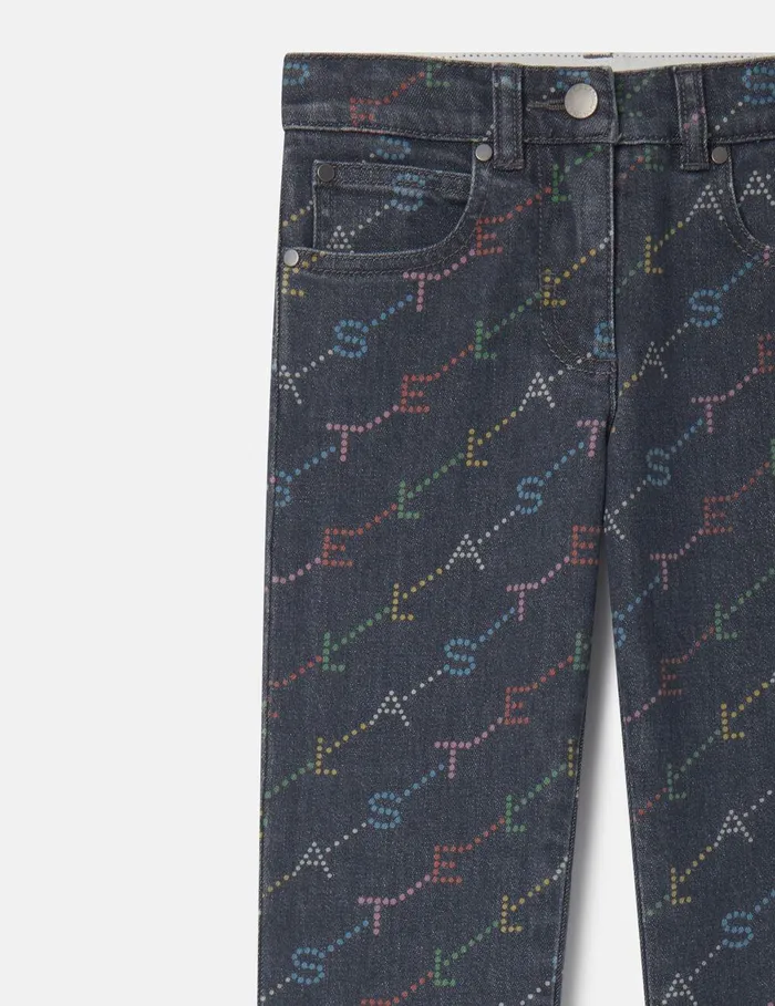 Stella McCartney Pants and Shorts Kids Logo Pattern Denim Jeans Grey Stella McCartney Pants and Shorts Kids Logo Pattern Denim Jeans Grey