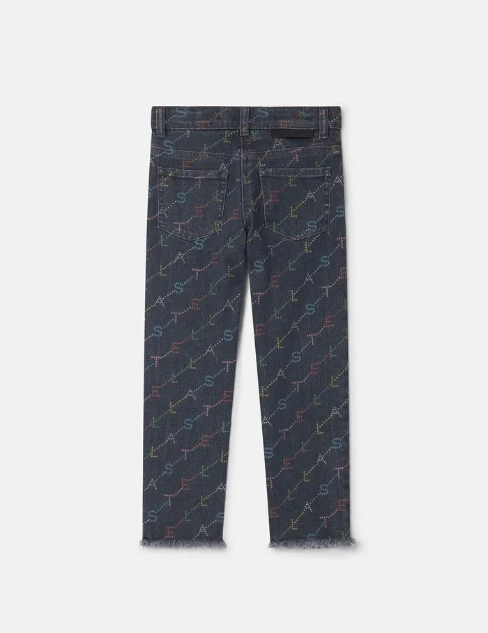 Stella McCartney Pants and Shorts Kids Logo Pattern Denim Jeans Grey Stella McCartney Pants and Shorts Kids Logo Pattern Denim Jeans Grey