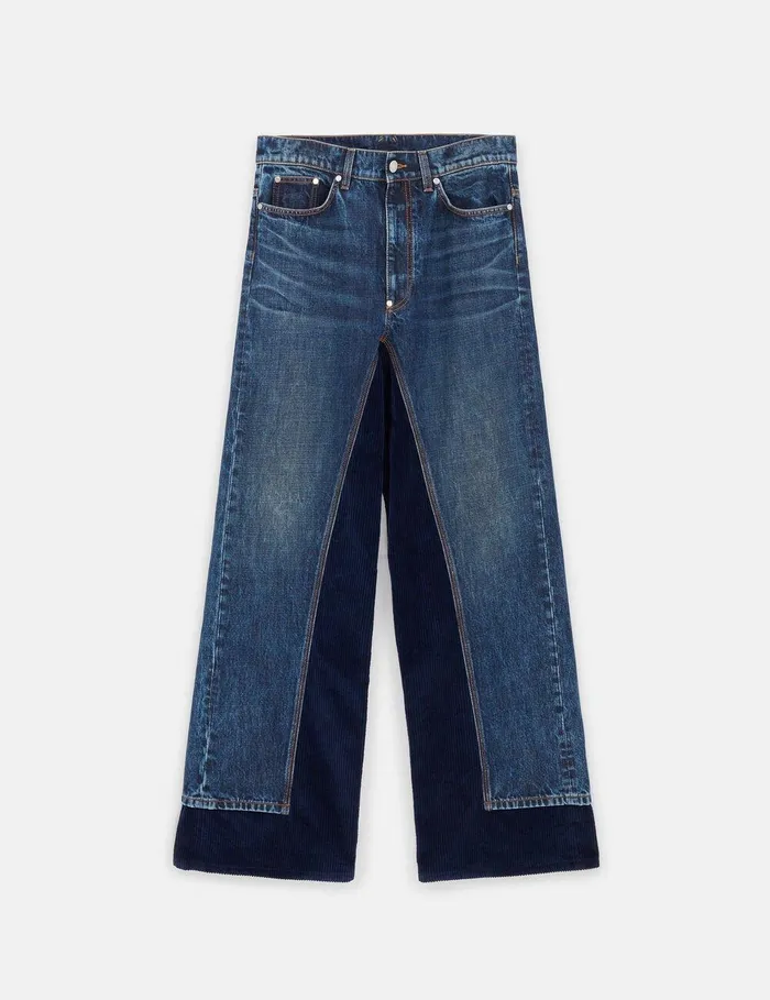 Stella McCartney Pants And Shorts Women Corduroy HighRise Straight Leg Jeans Dark Wash Blue Denim Stella McCartney Pants And Shorts Women Corduroy HighRise Straight Leg Jeans Dark Wash Blue Denim