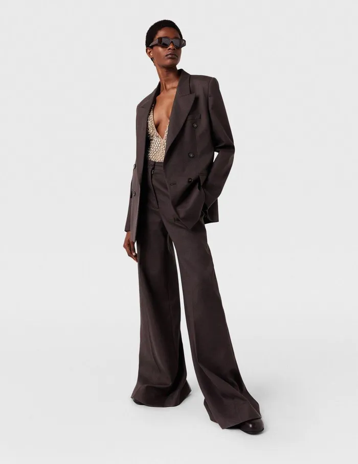 Stella McCartney Pants And Shorts Women HighRise WideLeg Wool Pants Dark Chocolate Brown Stella McCartney Pants And Shorts Women HighRise WideLeg Wool Pants Dark Chocolate Brown