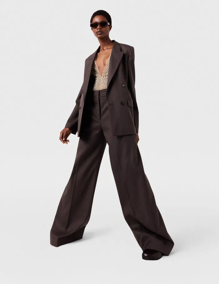 Stella McCartney Pants And Shorts Women HighRise WideLeg Wool Pants Dark Chocolate Brown Stella McCartney Pants And Shorts Women HighRise WideLeg Wool Pants Dark Chocolate Brown