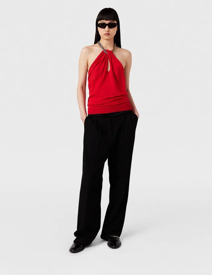 Stella McCartney Shirts And Tops Women Frayme ChainEmbellished Halterneck Top Lipstick Red Stella McCartney Shirts And Tops Women Frayme ChainEmbellished Halterneck Top Lipstick Red