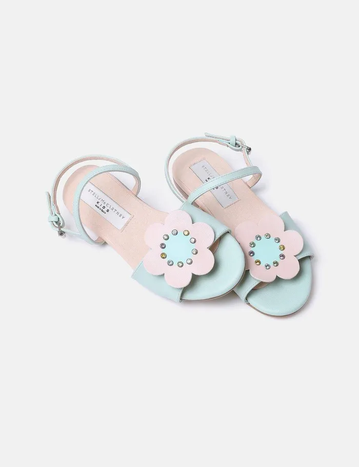 Stella McCartney Shoes And Bags Kids Daisy Flower Slingback Sandals Mintpink Stella McCartney Shoes And Bags Kids Daisy Flower Slingback Sandals Mintpink