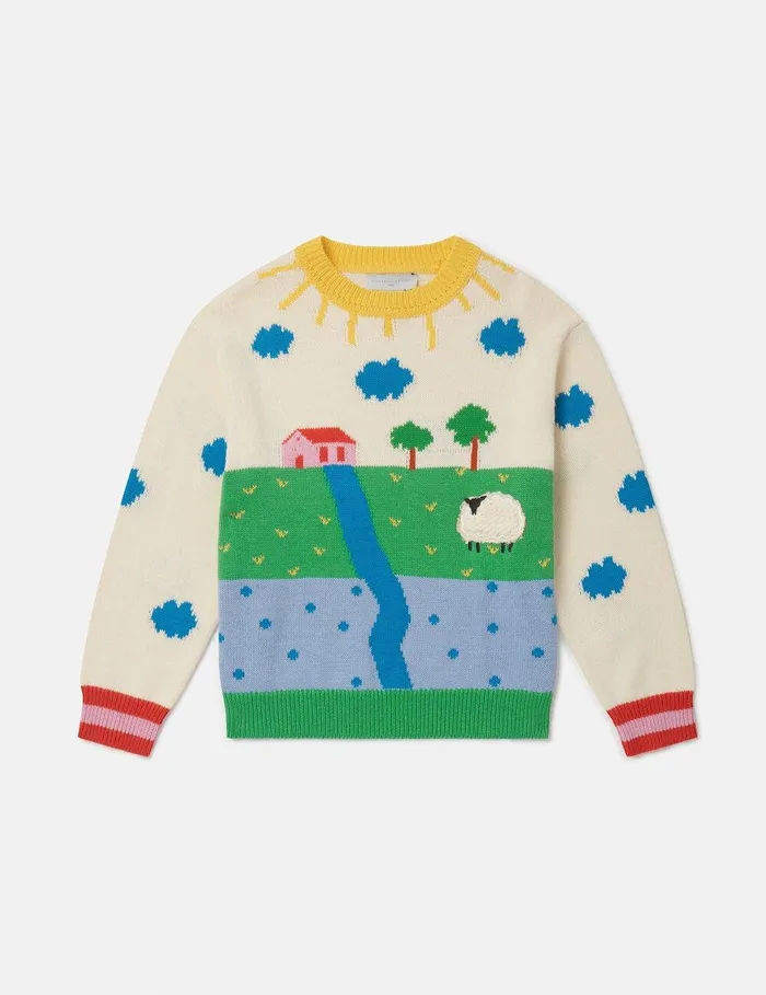 Stella McCartney Sweaters and Cardigans Kids Farmyard Graphic Knitted Sweater Multicolour Stella McCartney Sweaters and Cardigans Kids Farmyard Graphic Knitted Sweater Multicolour
