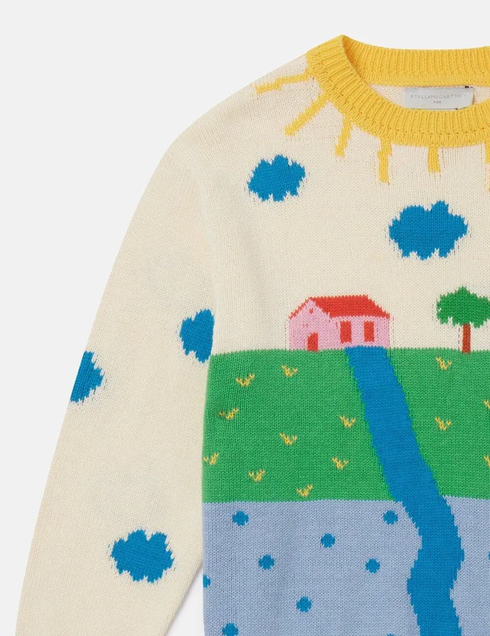 Stella McCartney Sweaters and Cardigans Kids Farmyard Graphic Knitted Sweater Multicolour Stella McCartney Sweaters and Cardigans Kids Farmyard Graphic Knitted Sweater Multicolour